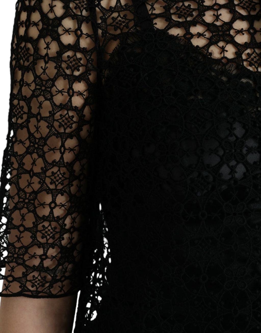 Dolce &amp; Gabbana Black Floral Lace Short Sleeves Blouse Top