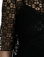 Dolce &amp; Gabbana Black Floral Lace Short Sleeves Blouse Top