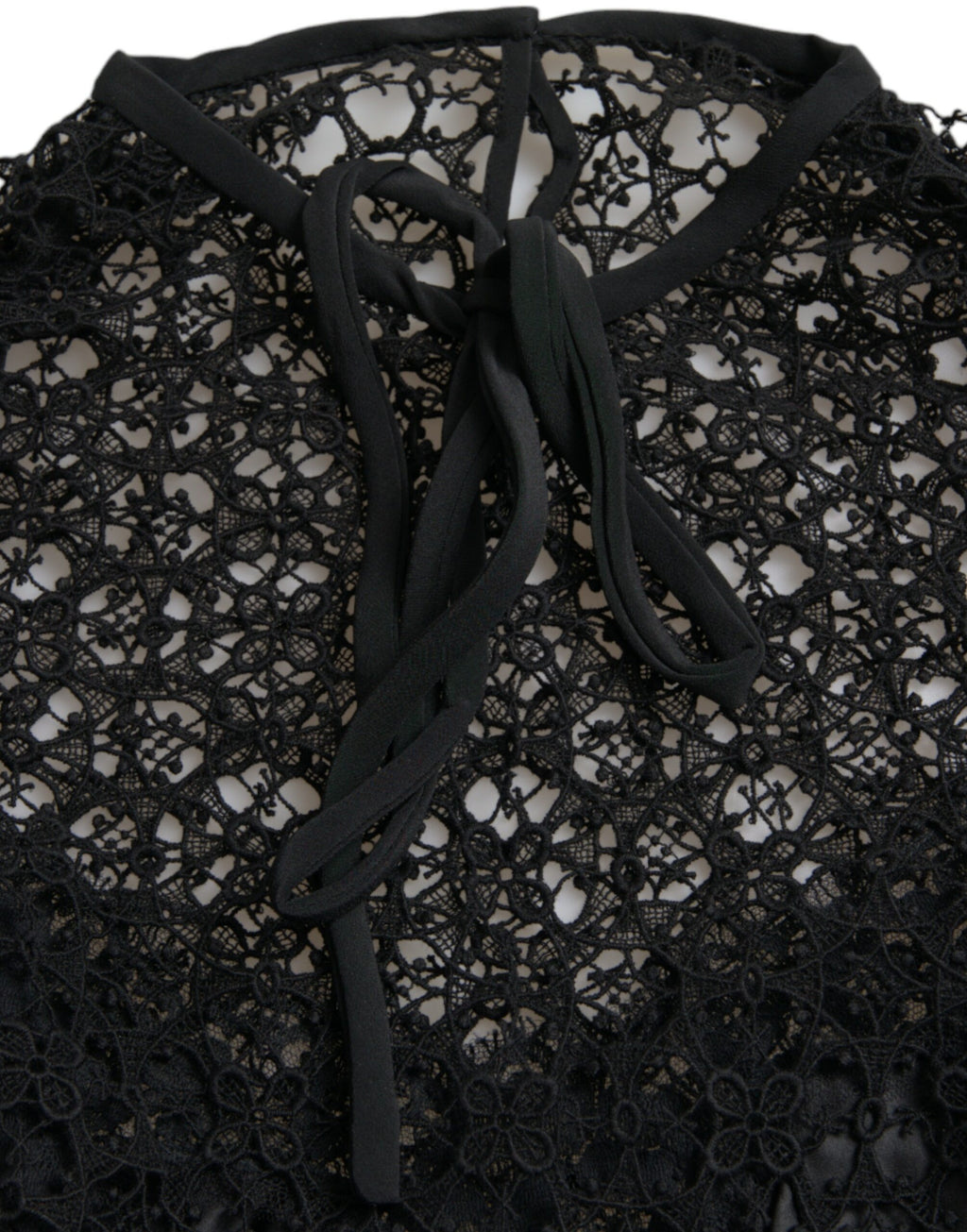 Dolce &amp; Gabbana Black Floral Lace Short Sleeves Blouse Top