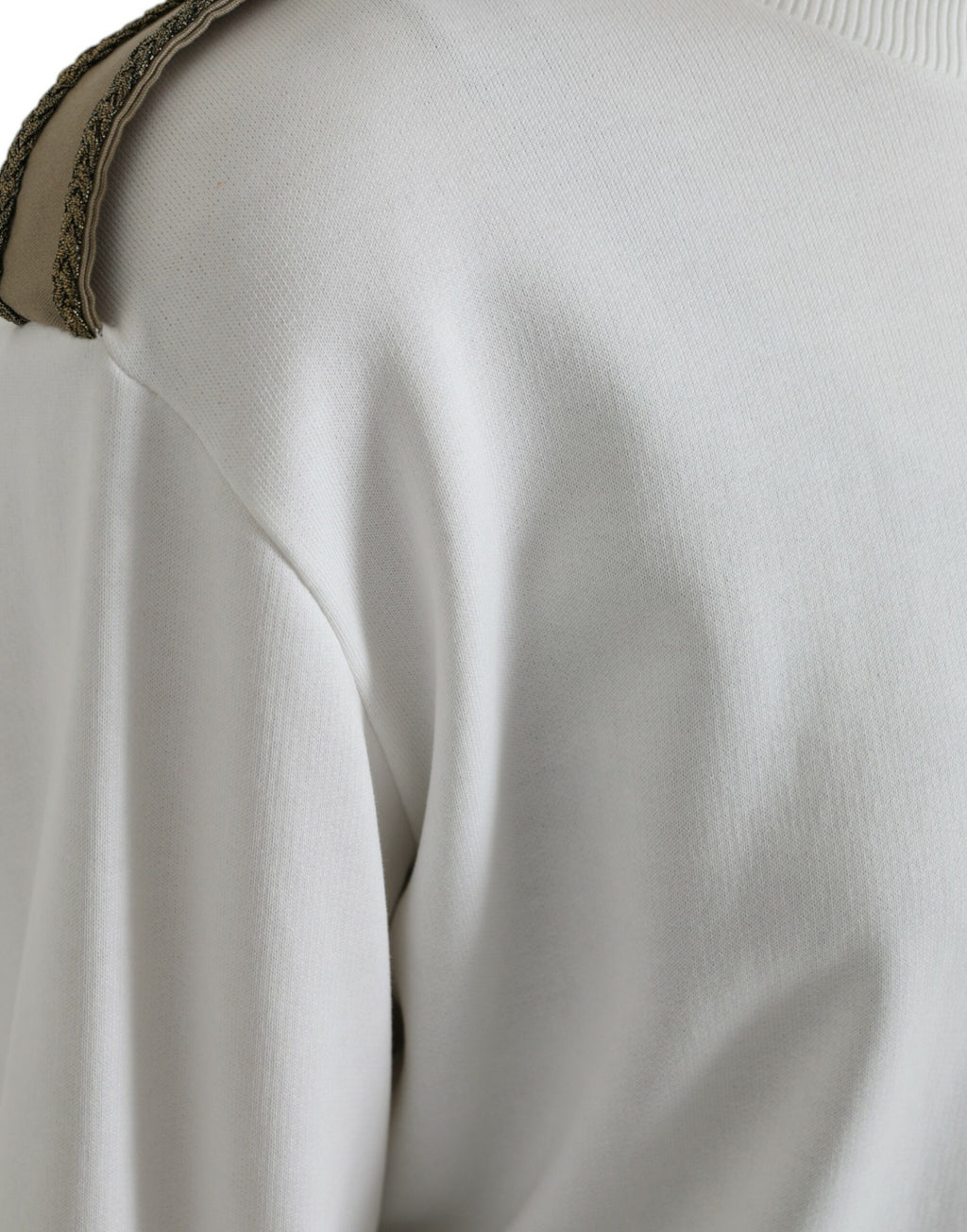 Dolce &amp; Gabbana White Floral Cotton Crew Neck Pullover Sweater