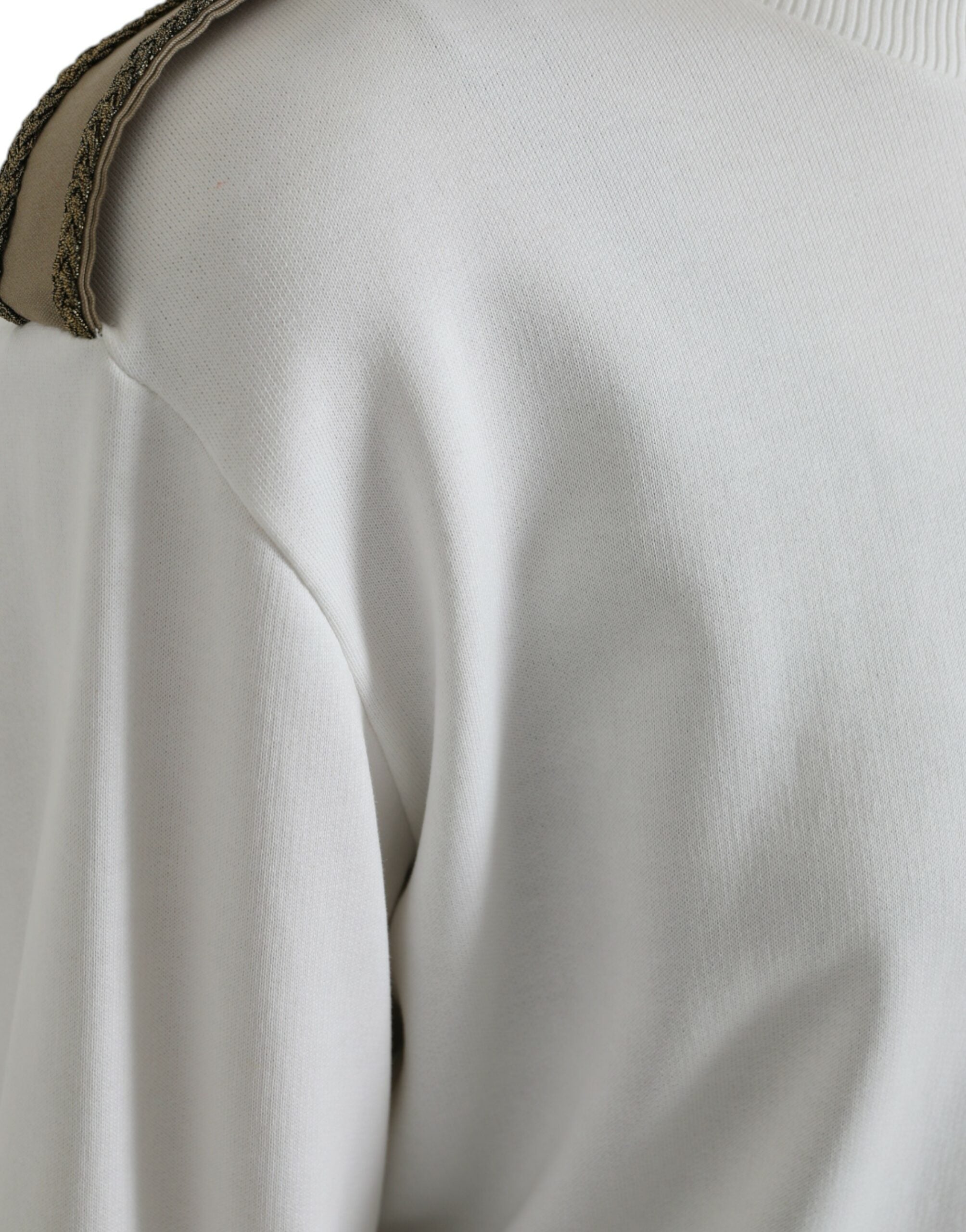Dolce &amp; Gabbana White Floral Cotton Crew Neck Pullover Sweater