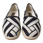 Dolce &amp; Gabbana Black White Stripes Slip On Espadrille Shoes