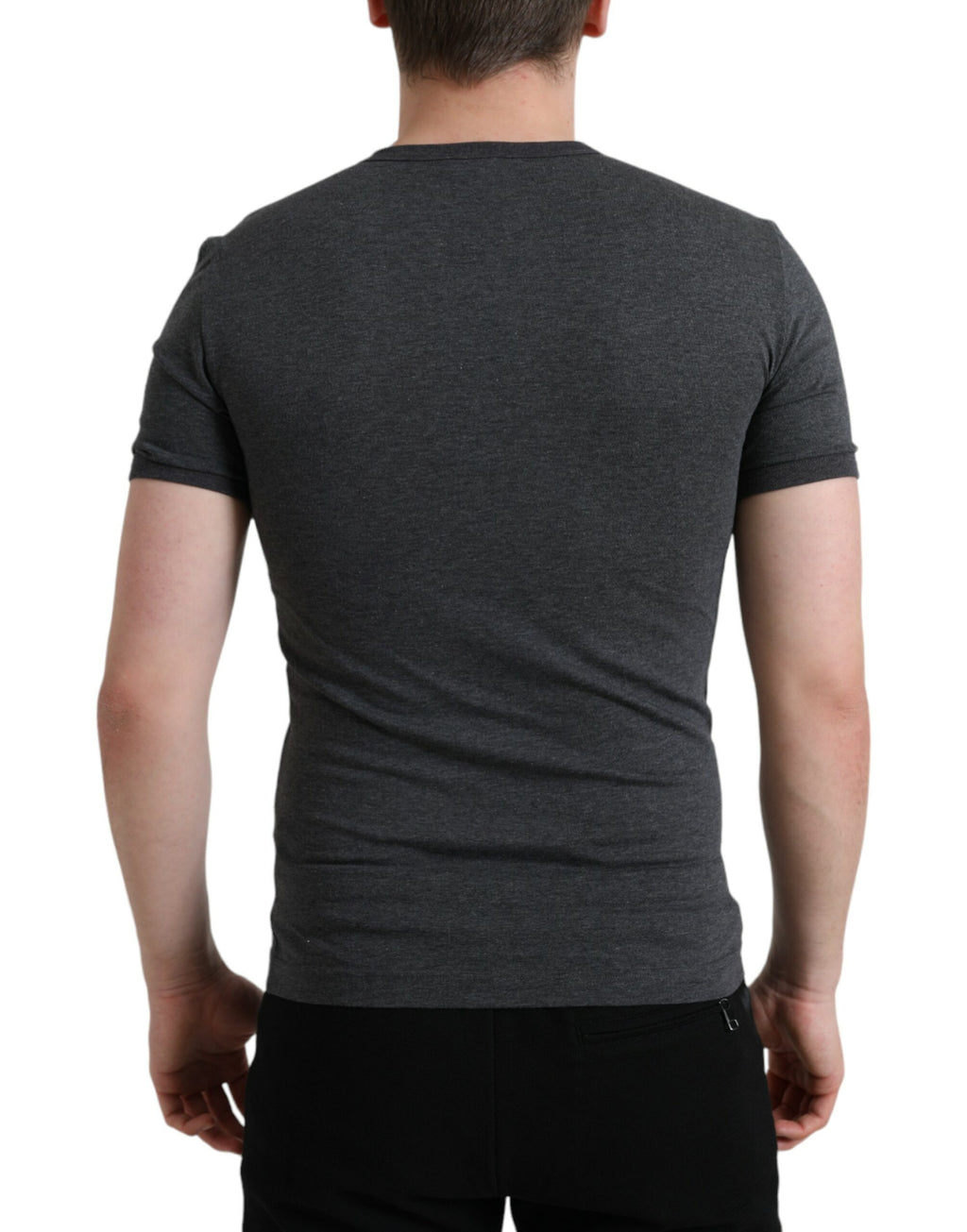 Dolce &amp; Gabbana Dark Gray Cotton Crew Neck T-shirt