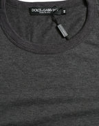 Dolce &amp; Gabbana Dark Gray Cotton Crew Neck T-shirt
