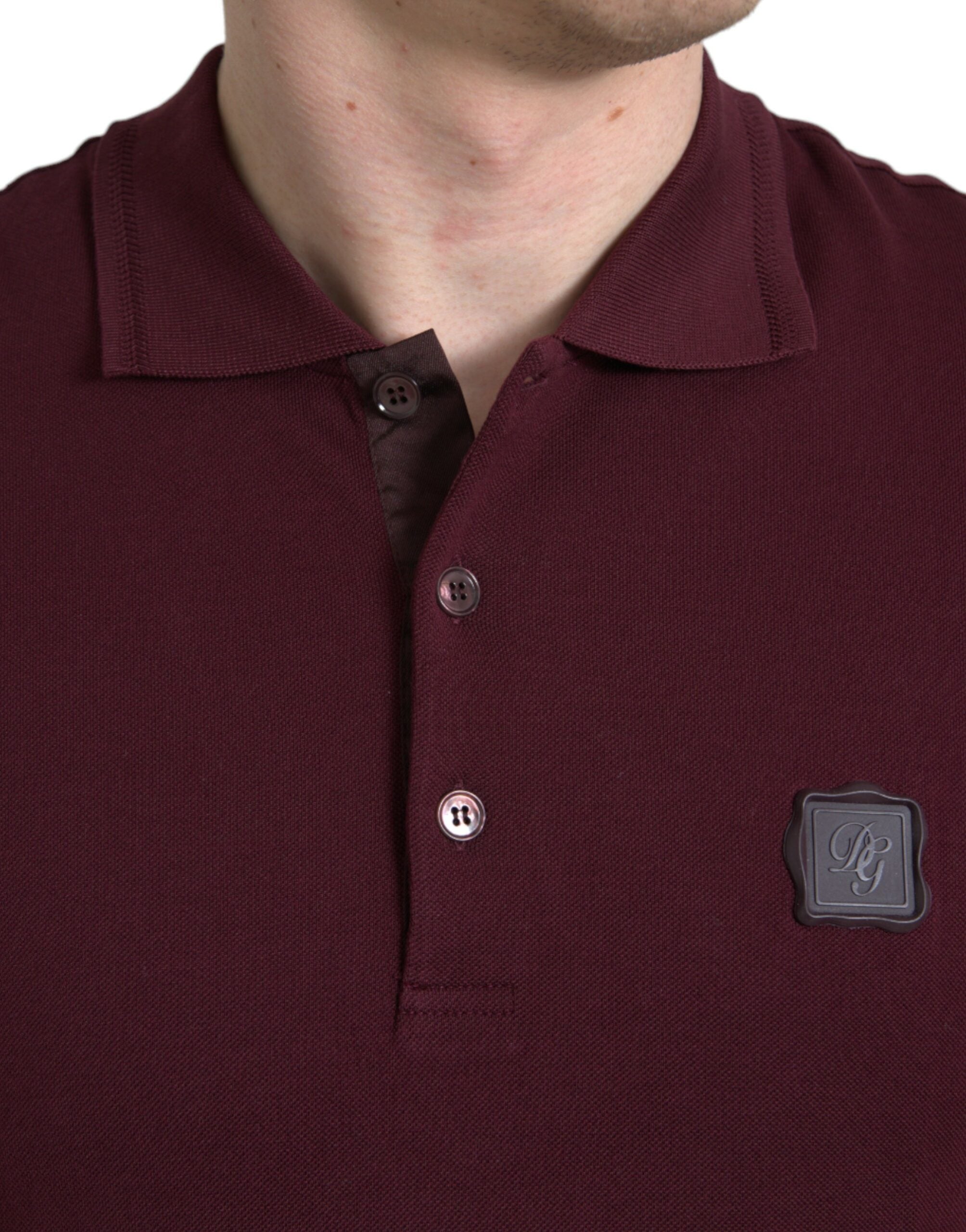 Dolce &amp; Gabbana Maroon Collared Short Sleeves Polo T-shirt