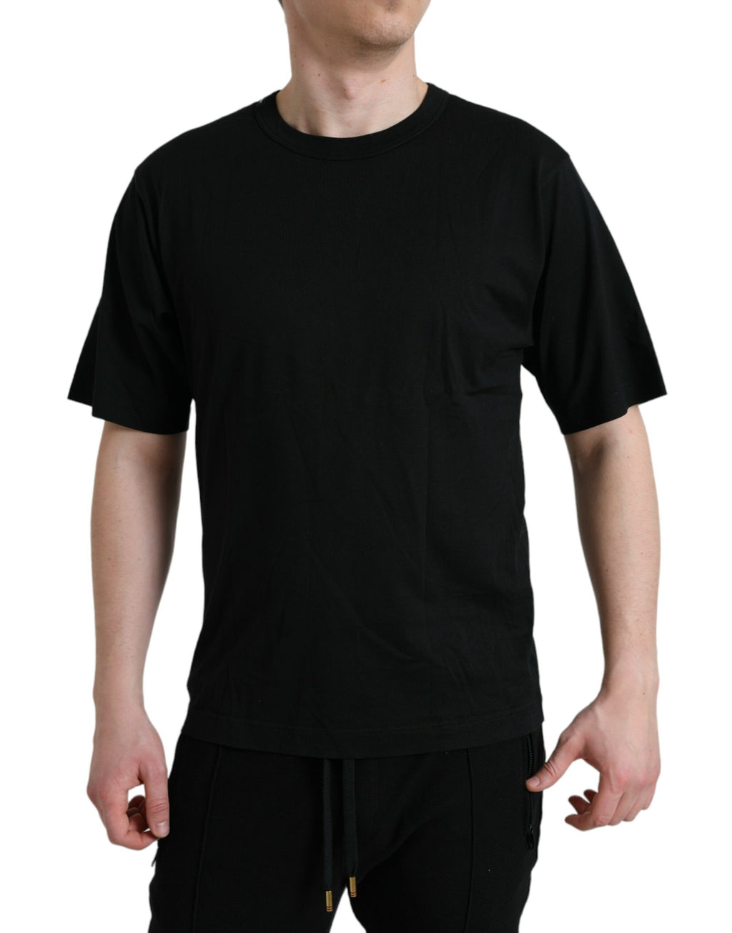 Dolce &amp; Gabbana Black Logo Embossed Crew Neck Short Sleeves T-shirt