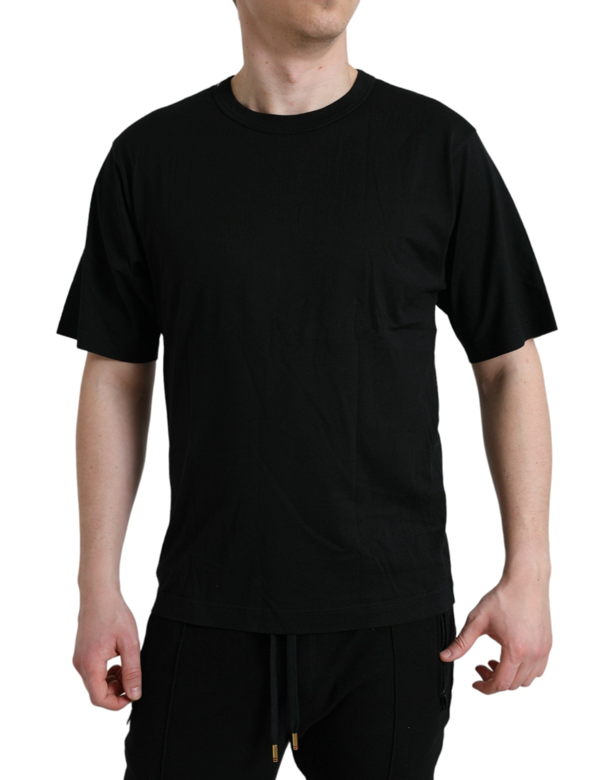 Dolce &amp; Gabbana Black Logo Embossed Crew Neck Short Sleeves T-shirt