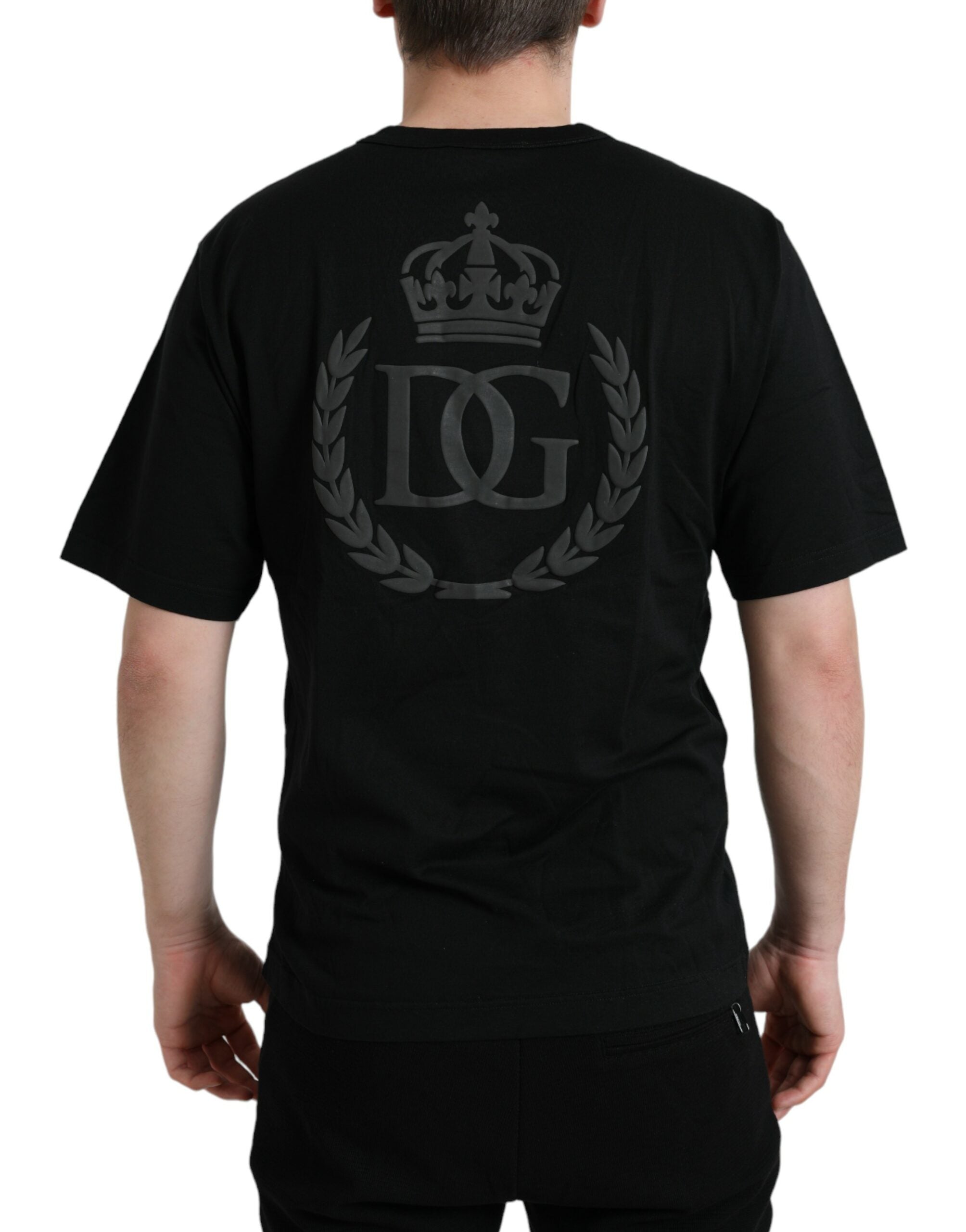 Dolce &amp; Gabbana Black Logo Embossed Crew Neck Short Sleeves T-shirt