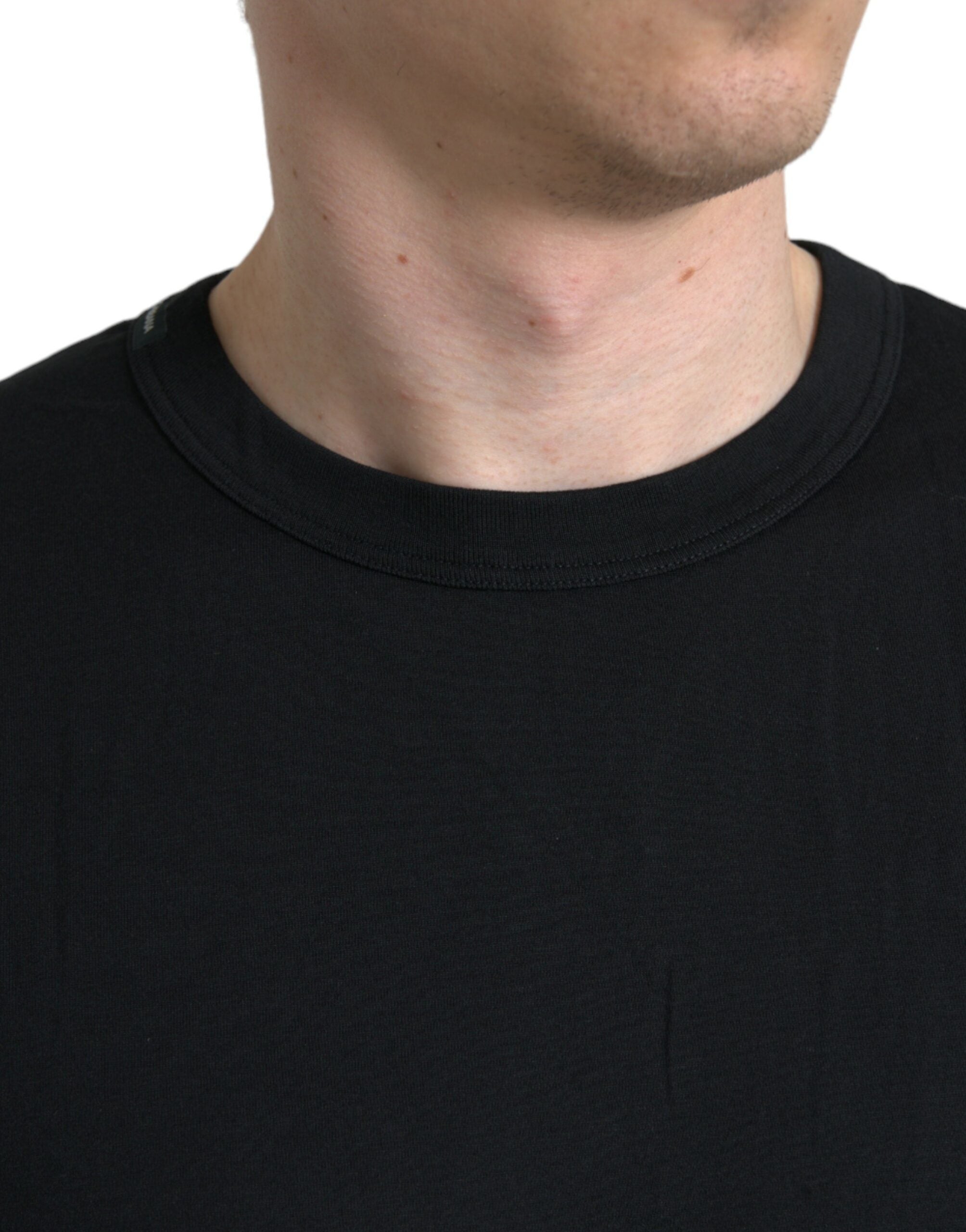 Dolce &amp; Gabbana Black Logo Embossed Crew Neck Short Sleeves T-shirt