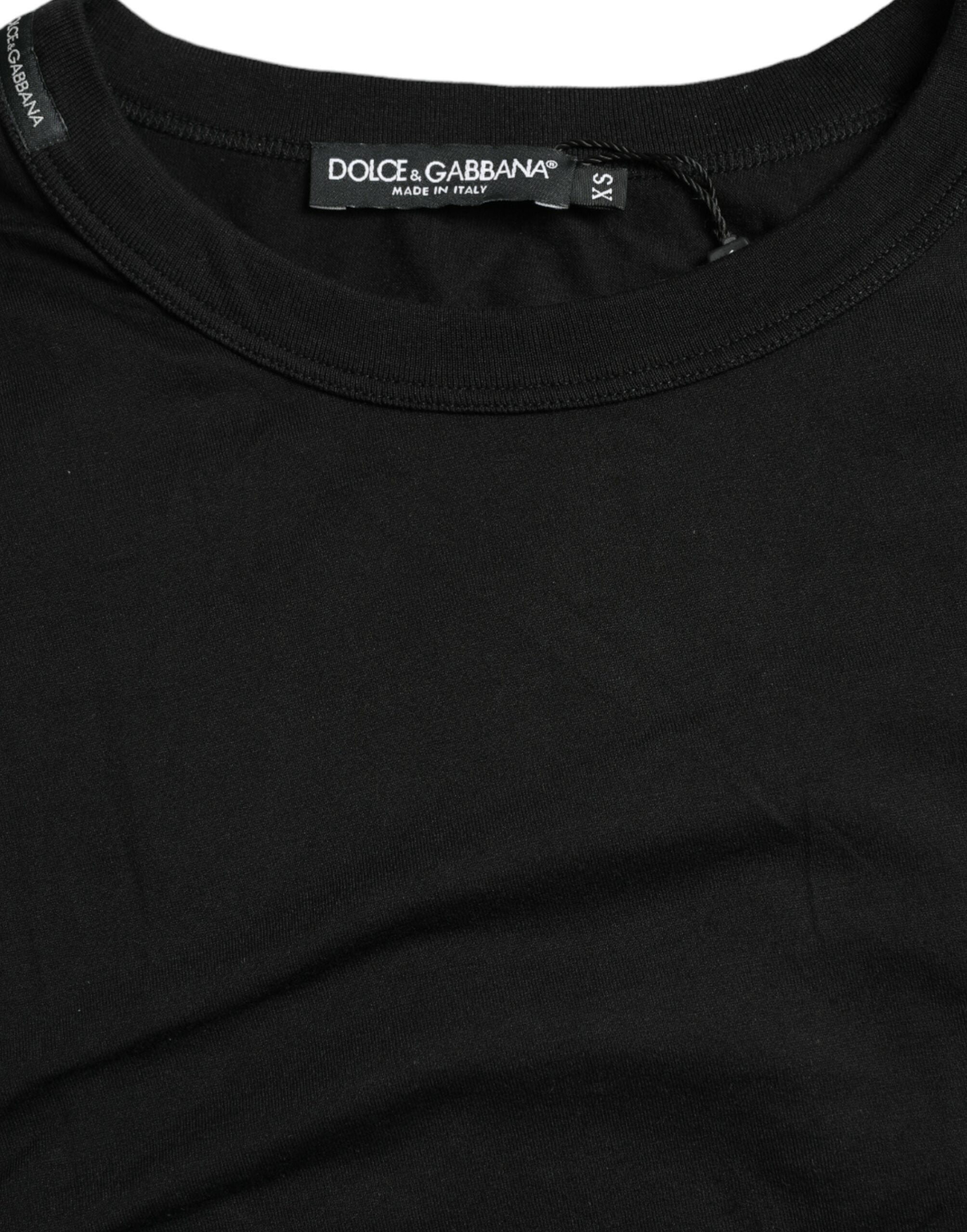 Dolce &amp; Gabbana Black Logo Embossed Crew Neck Short Sleeves T-shirt