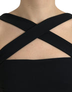Dolce &amp; Gabbana Black Sheath Halter Sleeveless Midi Dress