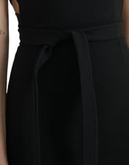 Dolce &amp; Gabbana Black Sheath Halter Sleeveless Midi Dress