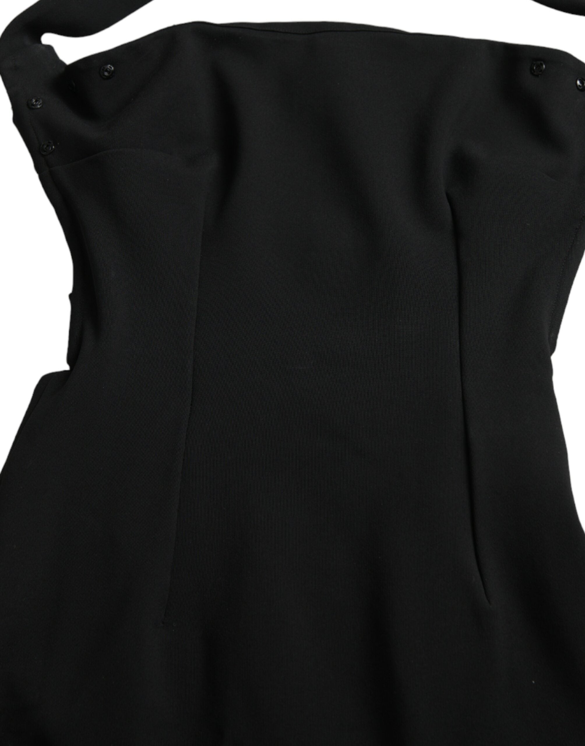 Dolce &amp; Gabbana Black Sheath Halter Sleeveless Midi Dress