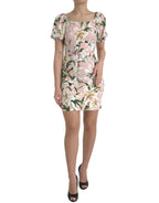 Dolce &amp; Gabbana Pink Lily Viscose Sheath Stretch Mini Dress