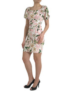 Dolce &amp; Gabbana Pink Lily Viscose Sheath Stretch Mini Dress