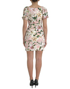 Dolce &amp; Gabbana Pink Lily Viscose Sheath Stretch Mini Dress