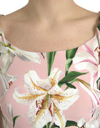 Dolce &amp; Gabbana Pink Lily Viscose Sheath Stretch Mini Dress