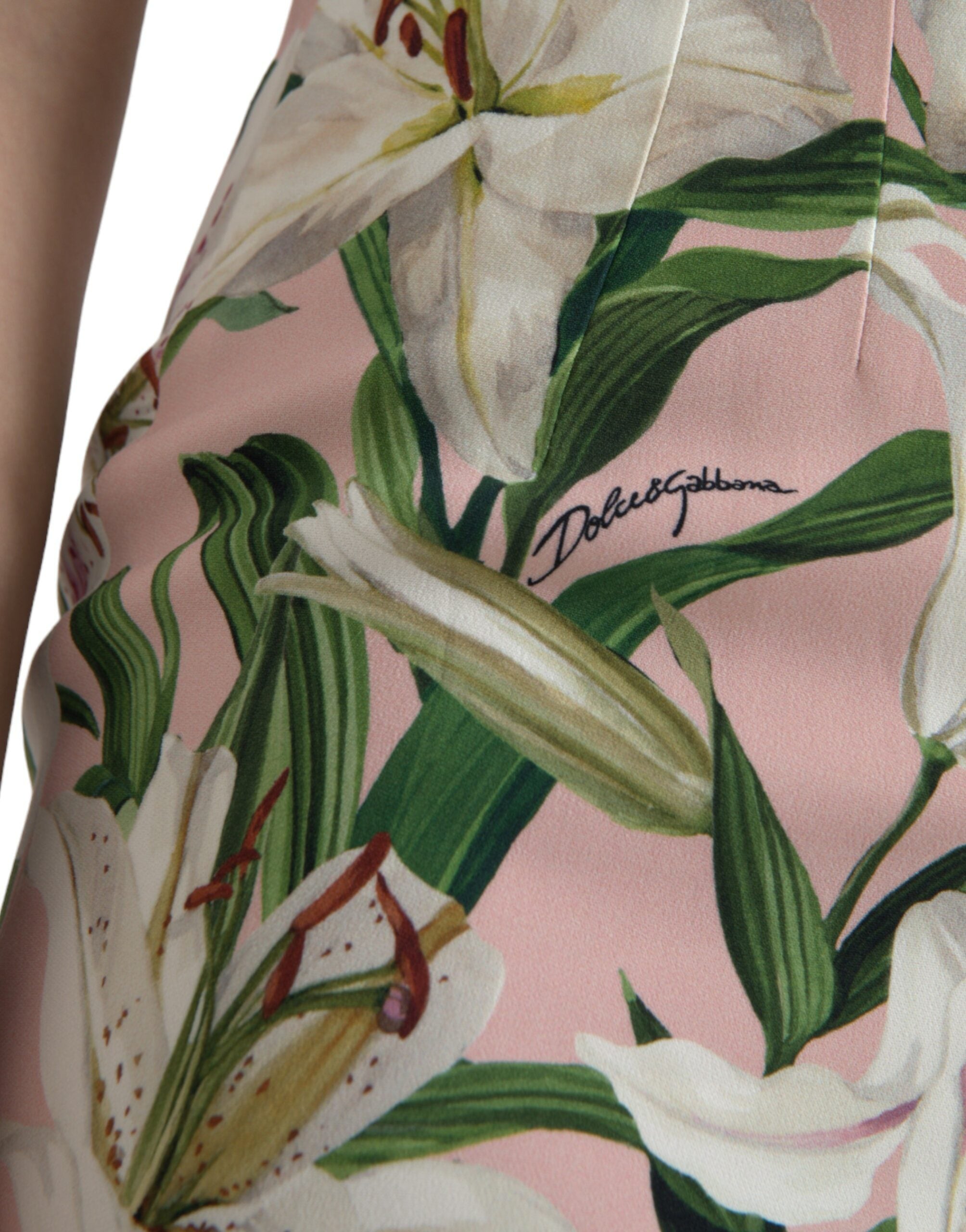 Dolce &amp; Gabbana Pink Lily Viscose Sheath Stretch Mini Dress