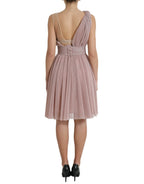 Dolce &amp; Gabbana Light Lilac Pleated Lame Tulle One Shoulder Dress