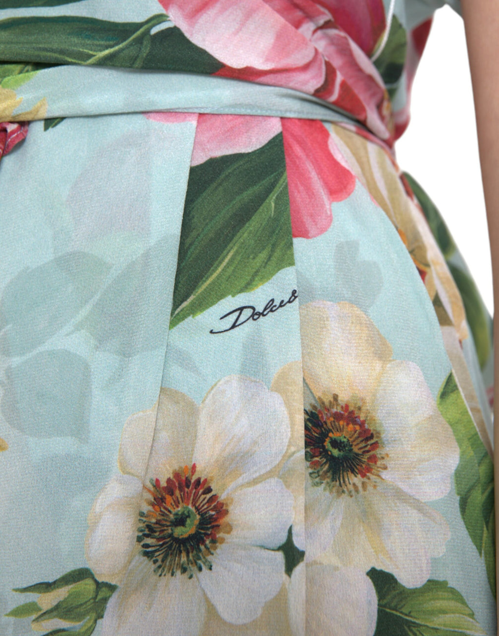 Dolce &amp; Gabbana Blue Floral Wide Leg Wrap Jumpsuit Dress
