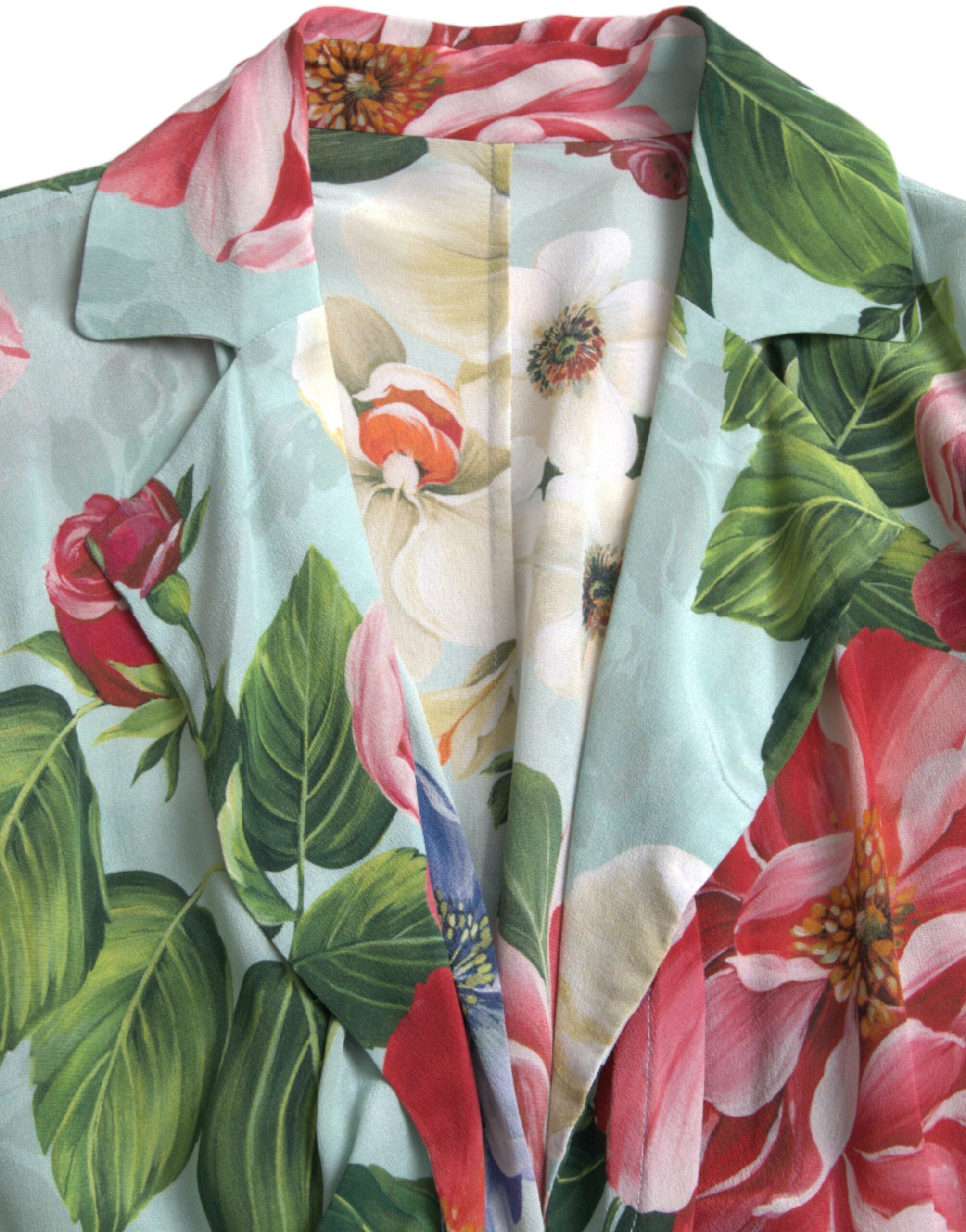 Dolce &amp; Gabbana Blue Floral Wide Leg Wrap Jumpsuit Dress