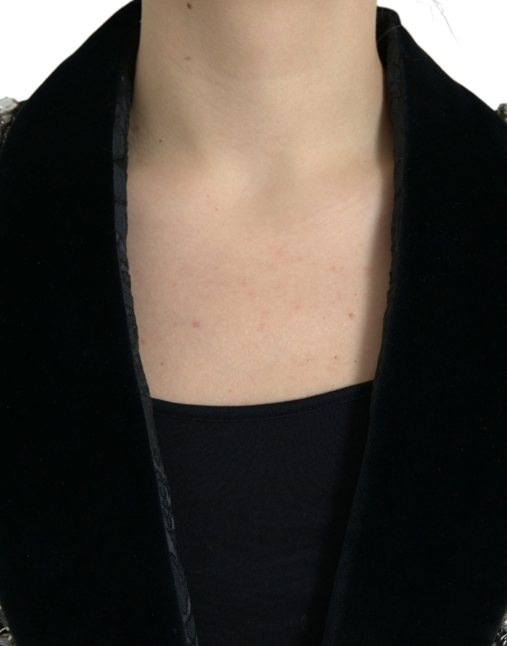Dolce &amp; Gabbana Black Crystal Embellished Overcoat Jacket