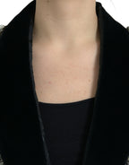 Dolce &amp; Gabbana Black Crystal Embellished Overcoat Jacket