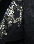Dolce &amp; Gabbana Black Crystal Embellished Overcoat Jacket