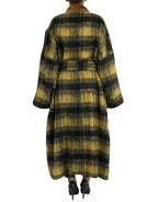 Dolce &amp; Gabbana Yellow Checkered Long Sleeve Coat Jacket