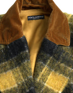 Dolce &amp; Gabbana Yellow Checkered Long Sleeve Coat Jacket