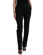Dolce &amp; Gabbana Black Wool Mid Waist Tapered Pants