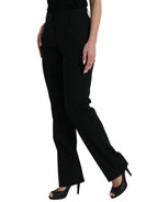 Dolce &amp; Gabbana Black Wool Mid Waist Tapered Pants