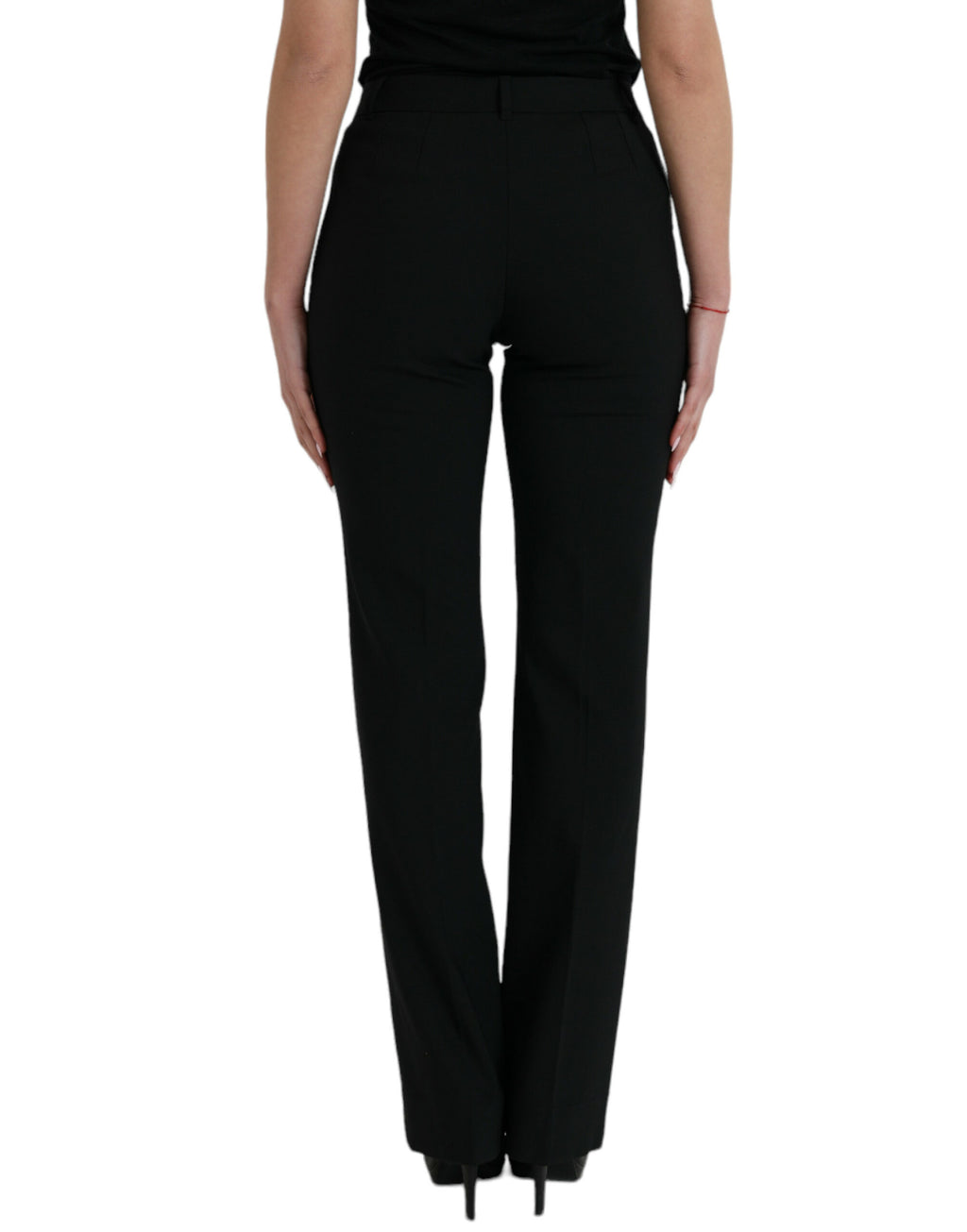 Dolce &amp; Gabbana Black Wool Mid Waist Tapered Pants