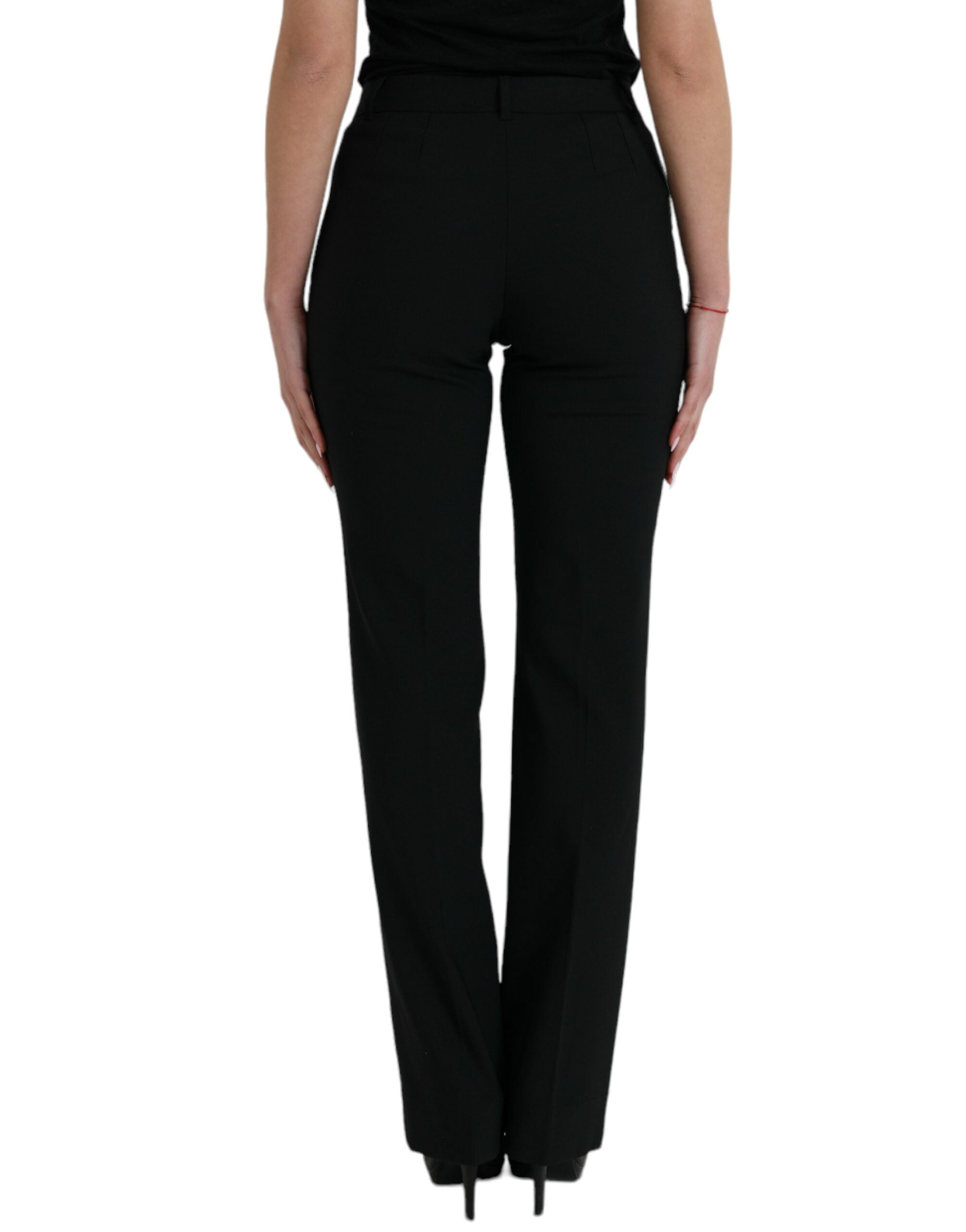 Dolce &amp; Gabbana Black Wool Mid Waist Tapered Pants