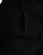 Dolce &amp; Gabbana Black Wool Mid Waist Tapered Pants