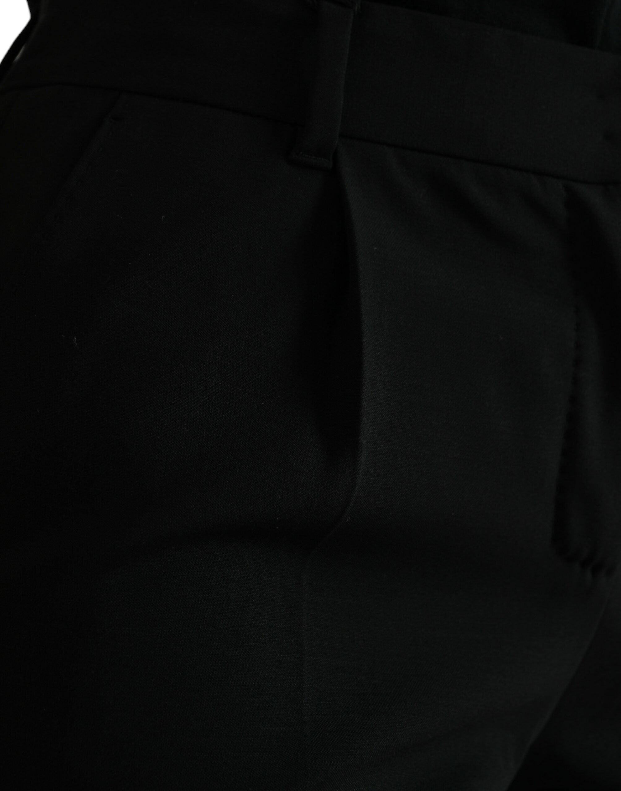 Dolce &amp; Gabbana Black Wool Mid Waist Tapered Pants