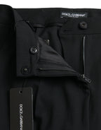 Dolce &amp; Gabbana Black Wool Mid Waist Tapered Pants