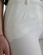 Dolce &amp; Gabbana White Wool Mid Waist Tapered Pants