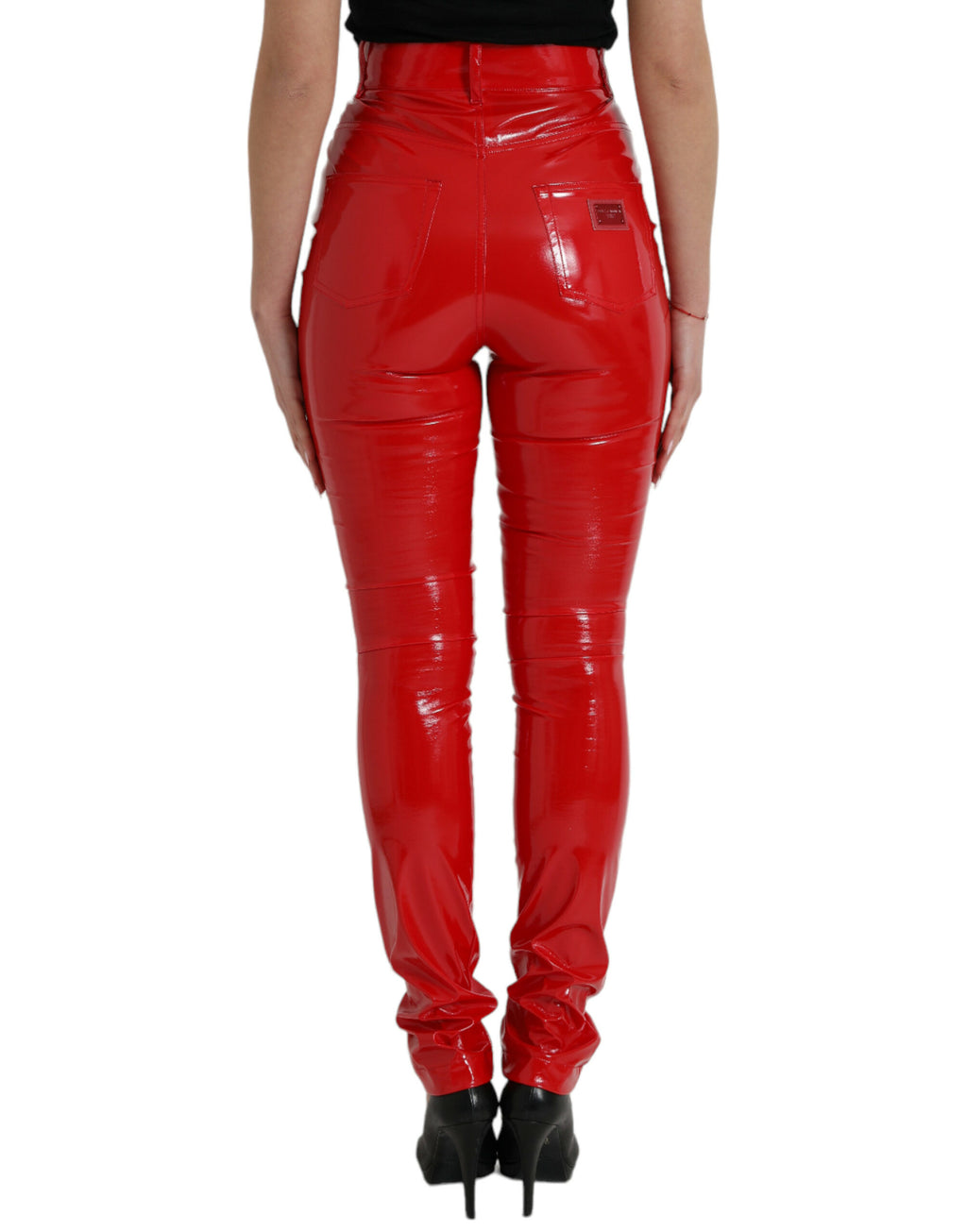 Dolce &amp; Gabbana Shiny Red High Waist Skinny Pants
