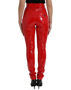 Dolce &amp; Gabbana Shiny Red High Waist Skinny Pants