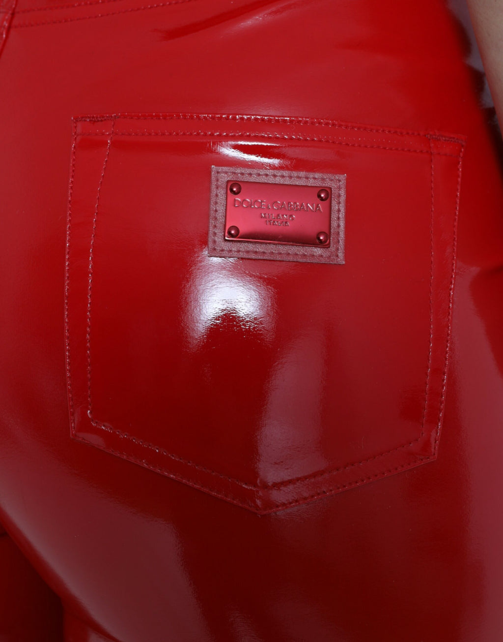 Dolce &amp; Gabbana Shiny Red High Waist Skinny Pants