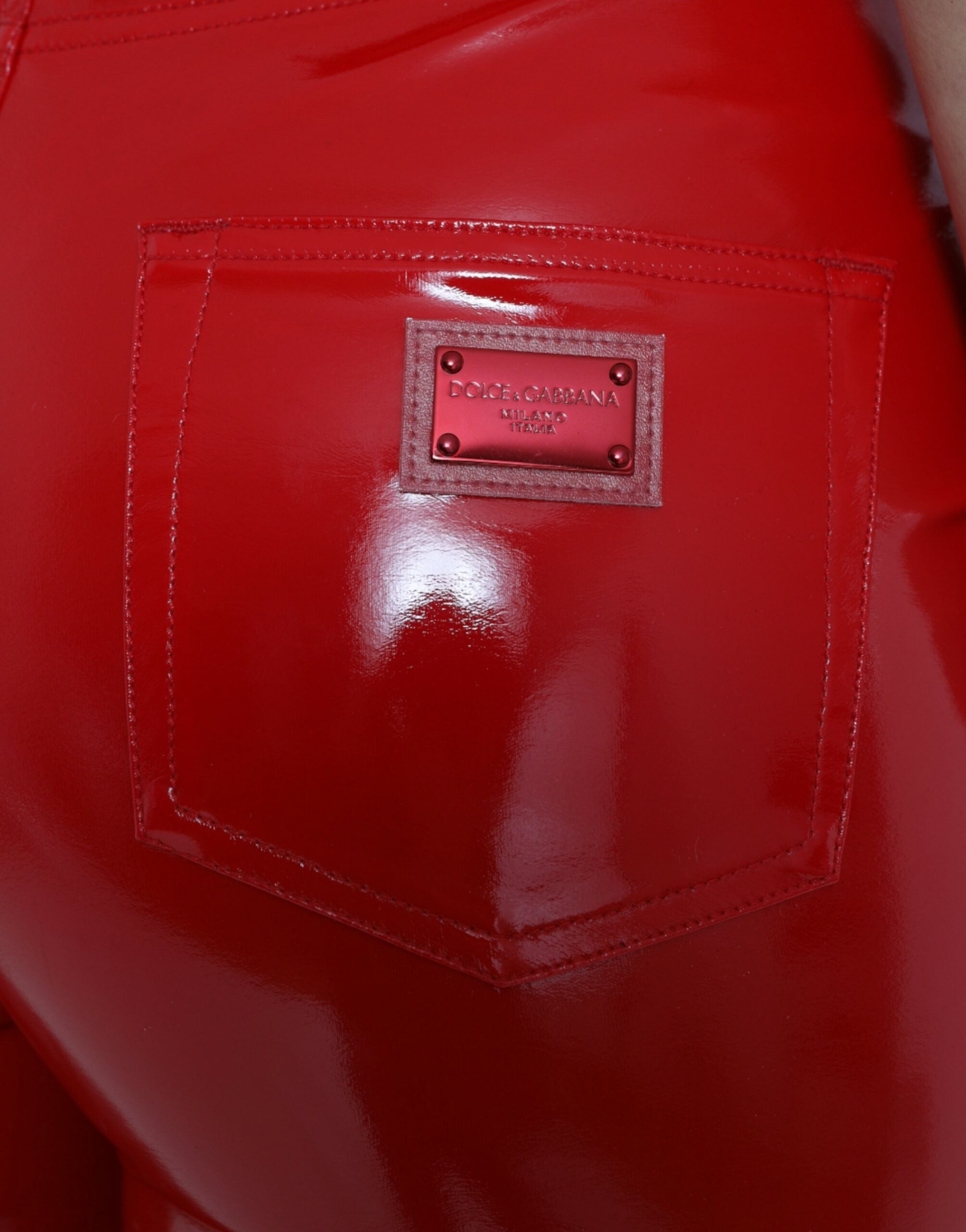 Dolce &amp; Gabbana Shiny Red High Waist Skinny Pants
