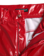 Dolce &amp; Gabbana Shiny Red High Waist Skinny Pants