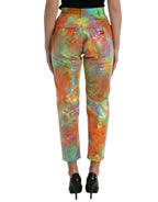 Dolce &amp; Gabbana Multicolor Tie Dye Sequined High Waist Cropped Pants