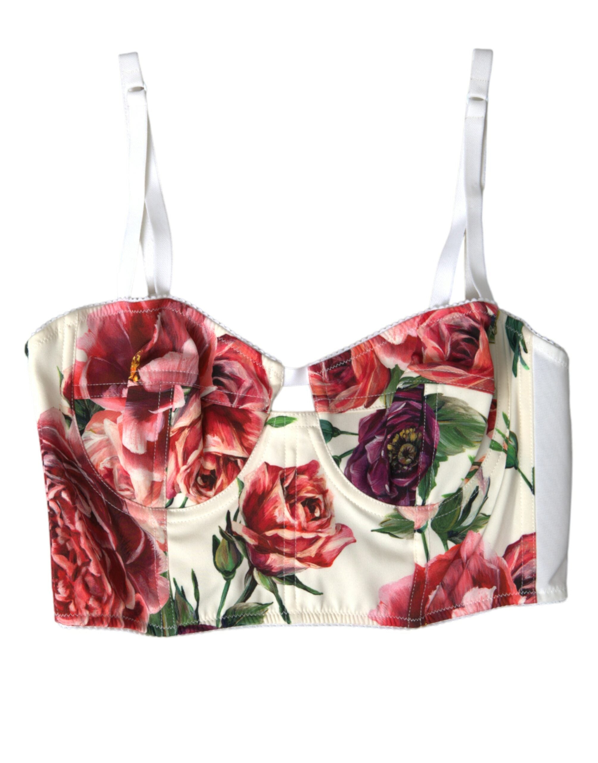Dolce &amp; Gabbana Multicolor Floral Sleeveless Bustier Crop Top