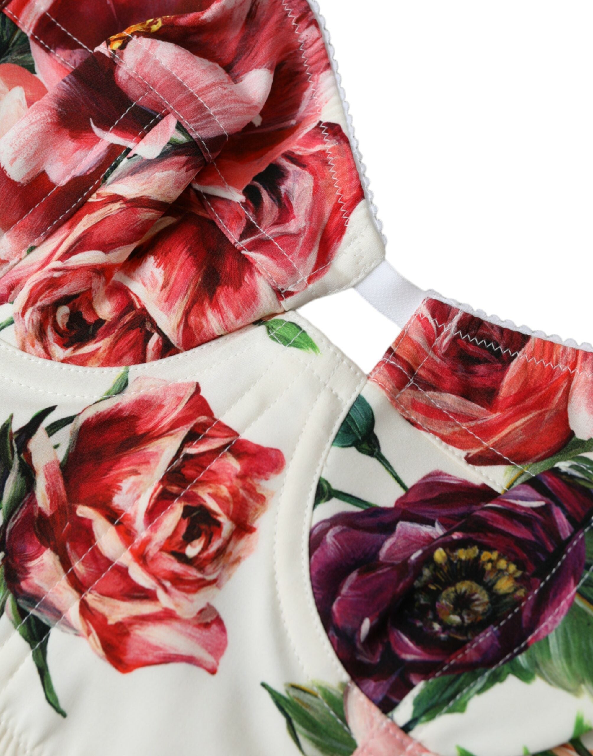 Dolce &amp; Gabbana Multicolor Floral Sleeveless Bustier Crop Top
