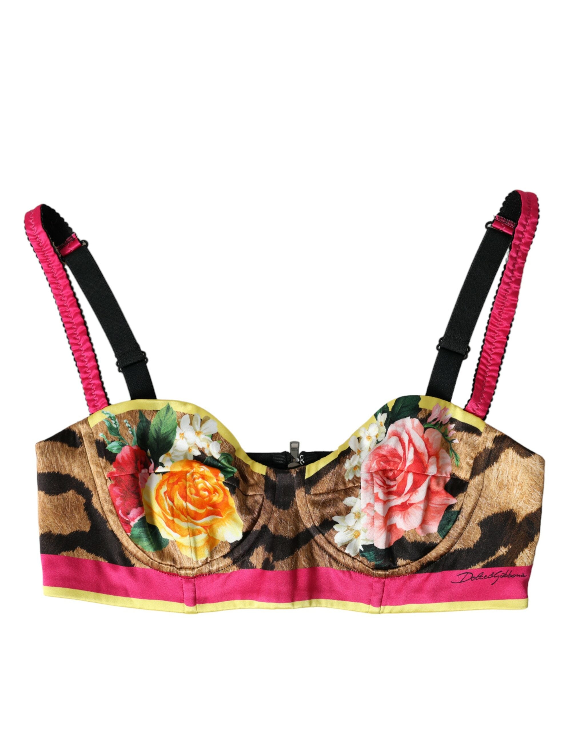 Dolce &amp; Gabbana Multicolor Floral Sleeveless Bustier Crop Top
