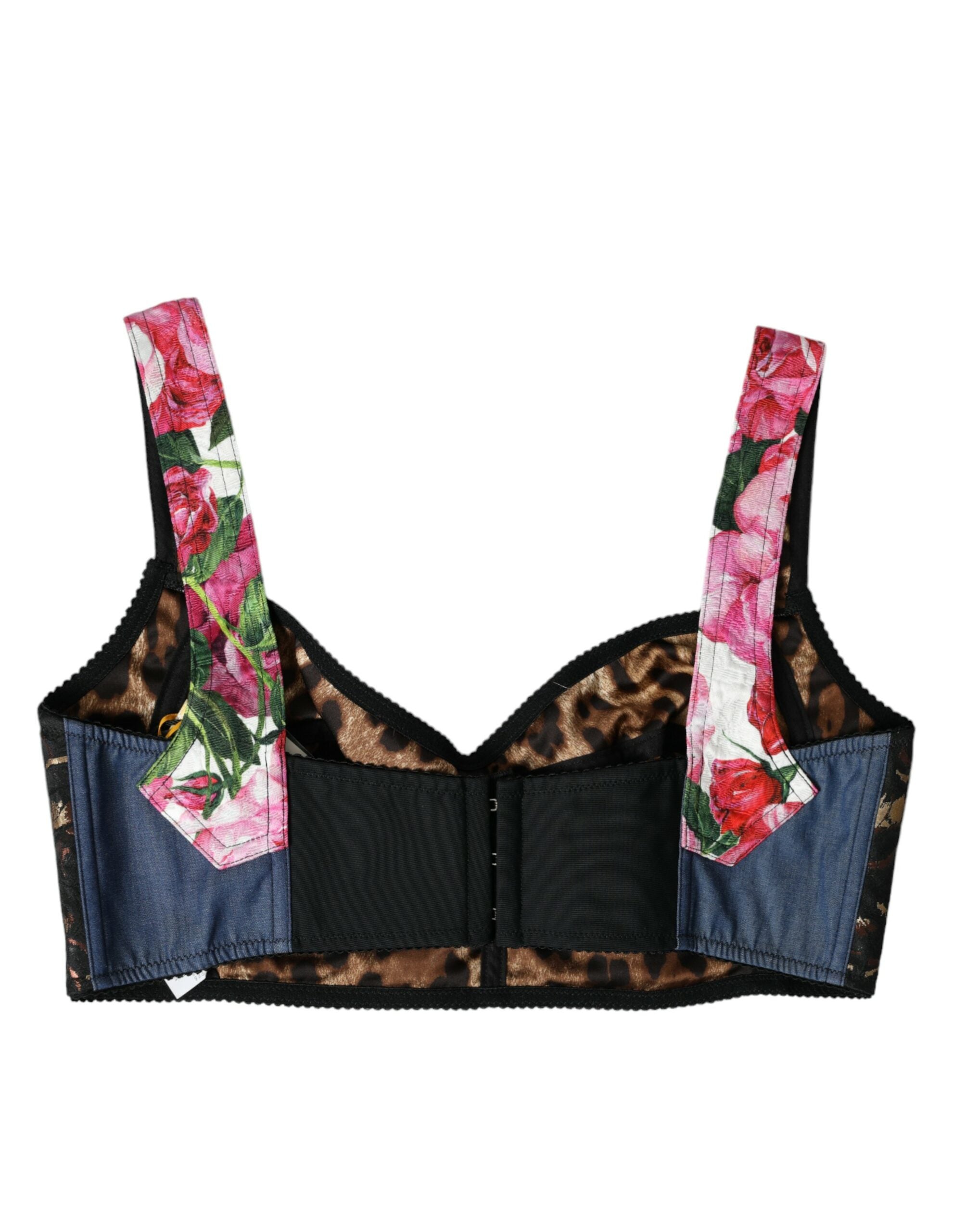 Dolce &amp; Gabbana Multicolor Floral Patchwork Bustier Crop Top