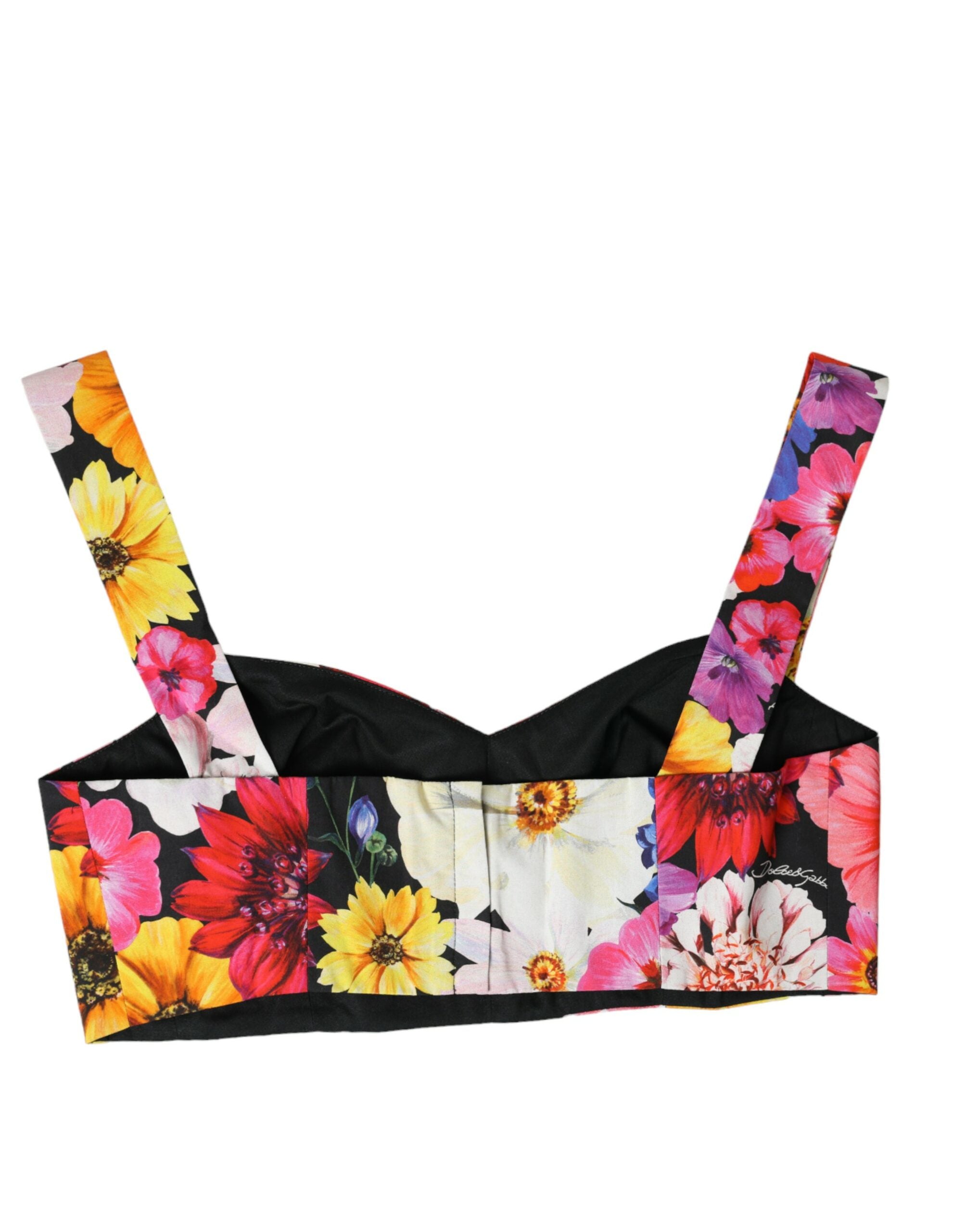 Dolce &amp; Gabbana Multicolor Floral Sleeveless Bustier Crop Top