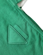 Prada Green Jersey Fabric Logo Shoulder Shopping Tote Shopping Bag